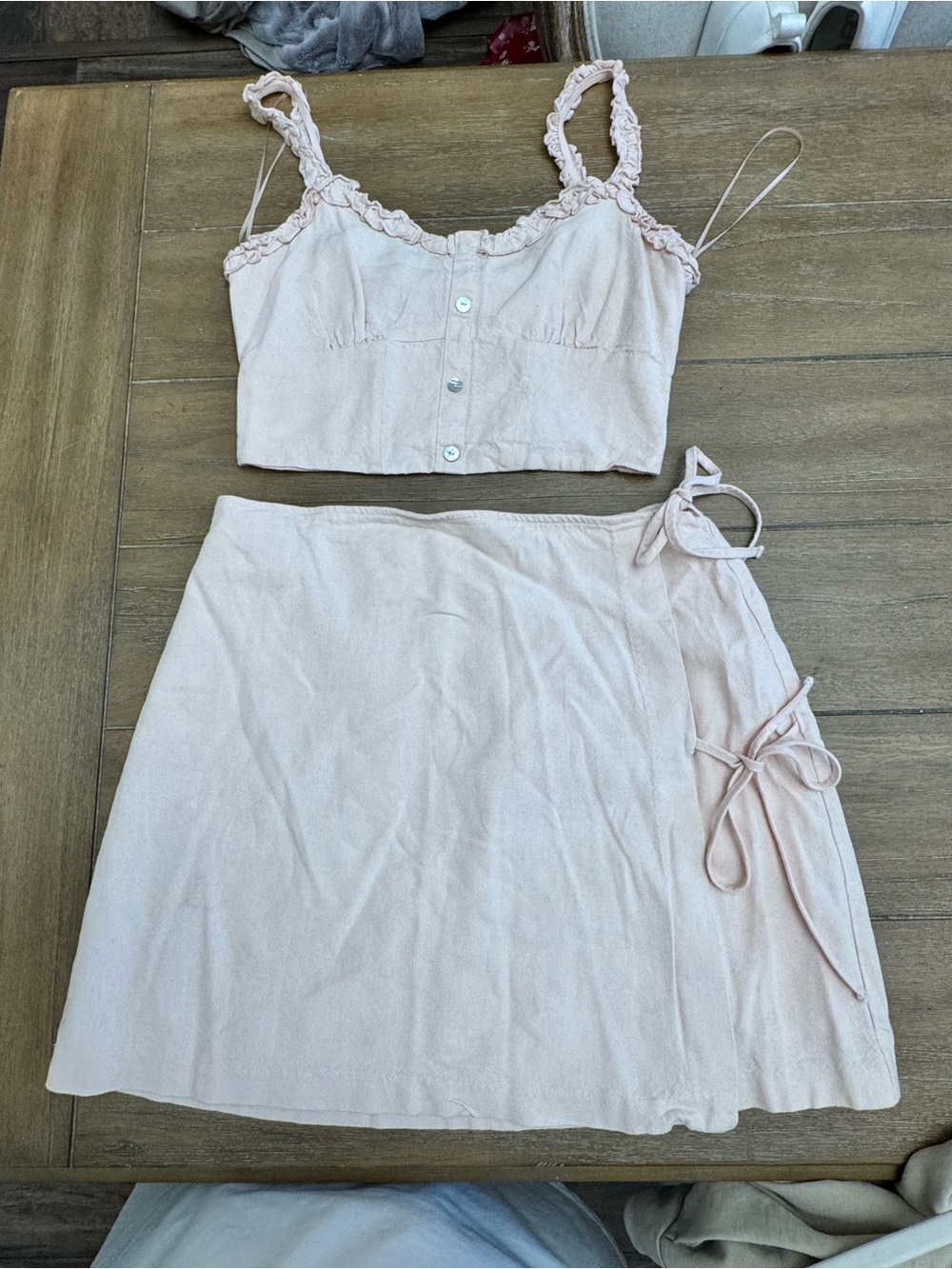 Gianni Bini Pale Pink Two-Piece Wrap Skort Set